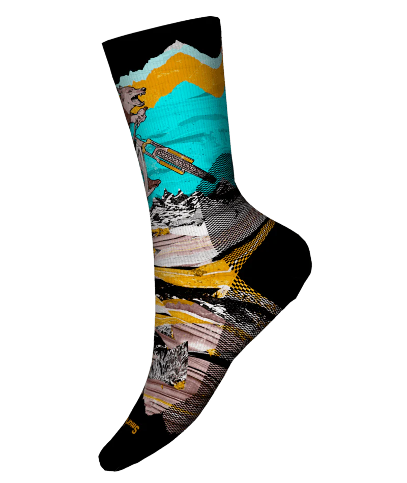 Smartwool Bike Zero Cushion Wolf Print Crew Socks - Unisex
