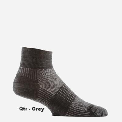 Wrightsock Merino Coolmesh II Qtr Sock - Grey Black